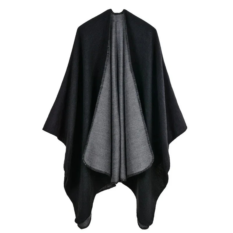 Jantiny© Women’s Winter Poncho & Scarf 5Leopard-black gray 