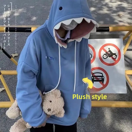 Jantiny© Trendy Couple Shark Head Hoodie 2XL / black 