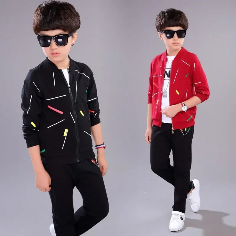 Jantiny© Big Boys 3-Piece Autumn-Winter Cotton Cartoon Tracksuit Red 2PS / 11T 