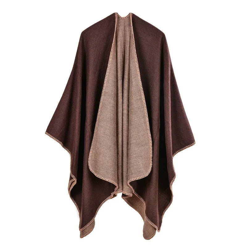 Jantiny© Women’s Winter Poncho & Scarf 5Leopard-black gray 