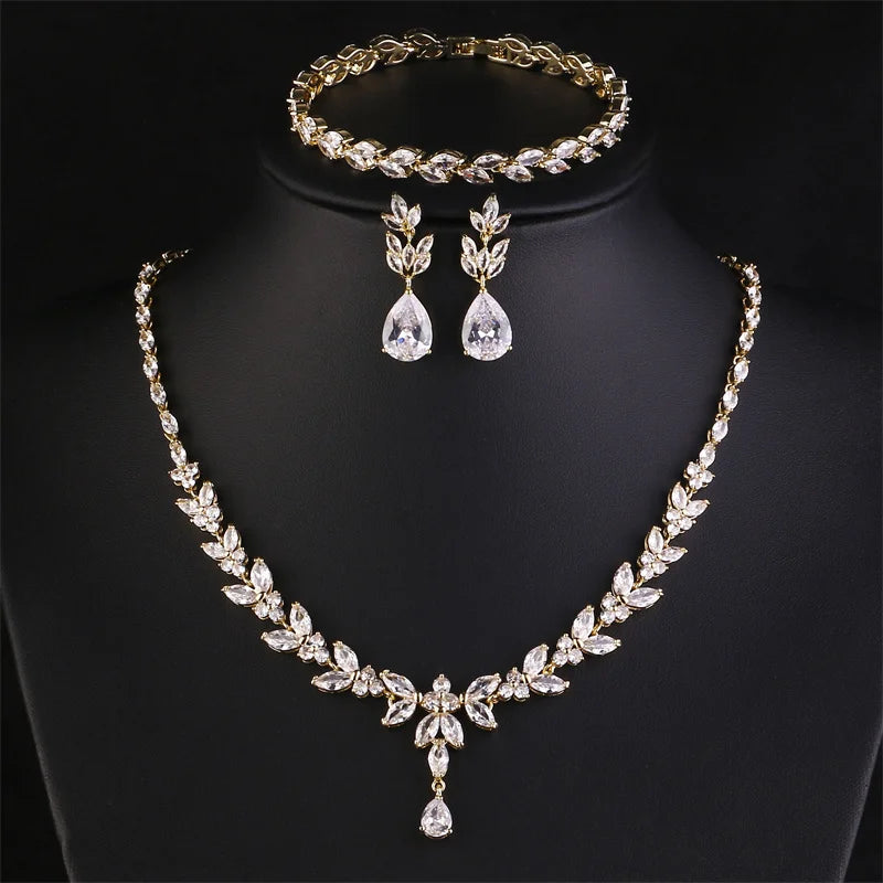 Jantiny© Luxury CZ Jewelry Set Gold Color C 