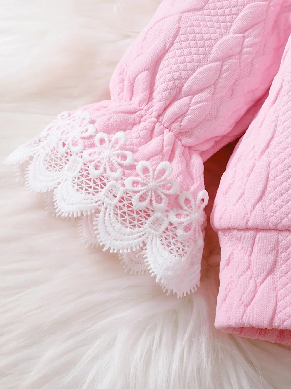 Children's Lace Detail Top and Skirt Set Pink / 3-6M 