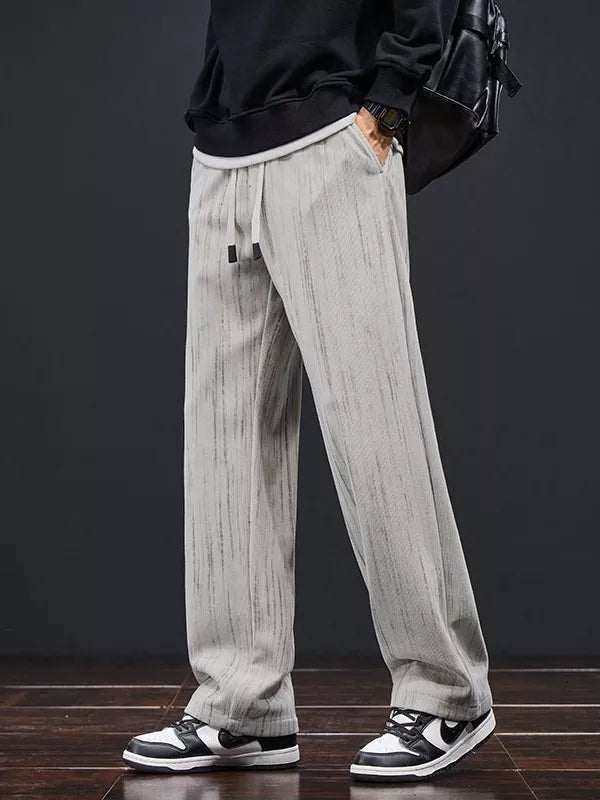 Men's Plus Size Drawstring Wide Leg Pants Black Gray / M 