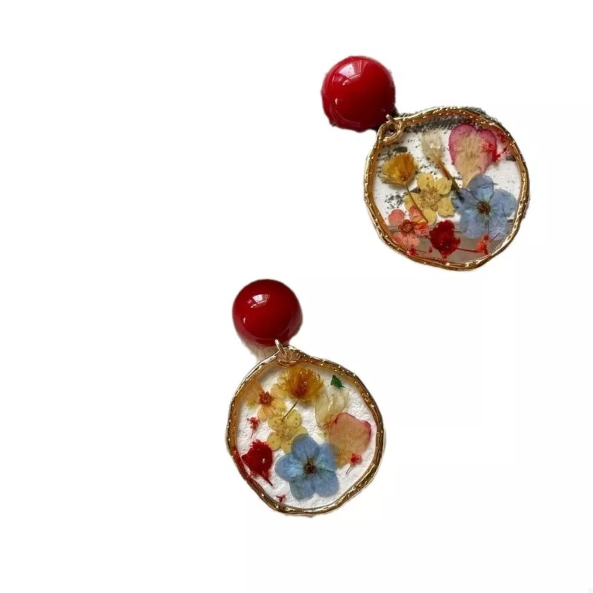18K Gold-Plated Flower Dangle Earrings Red / One Size 