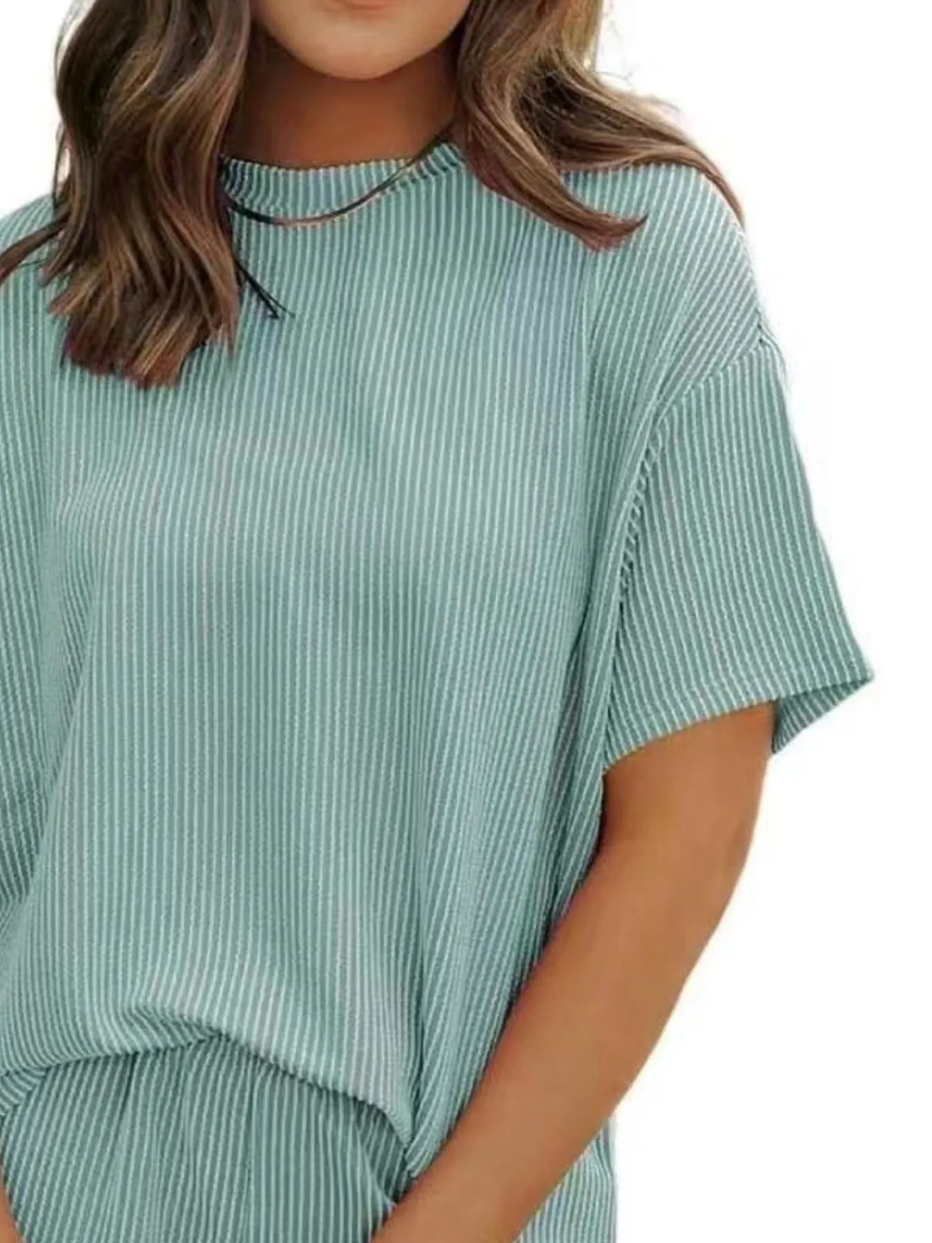 Full Size Ribbed Short Sleeve Top and Shorts Two-Piece Set Plus Size Purple / S 