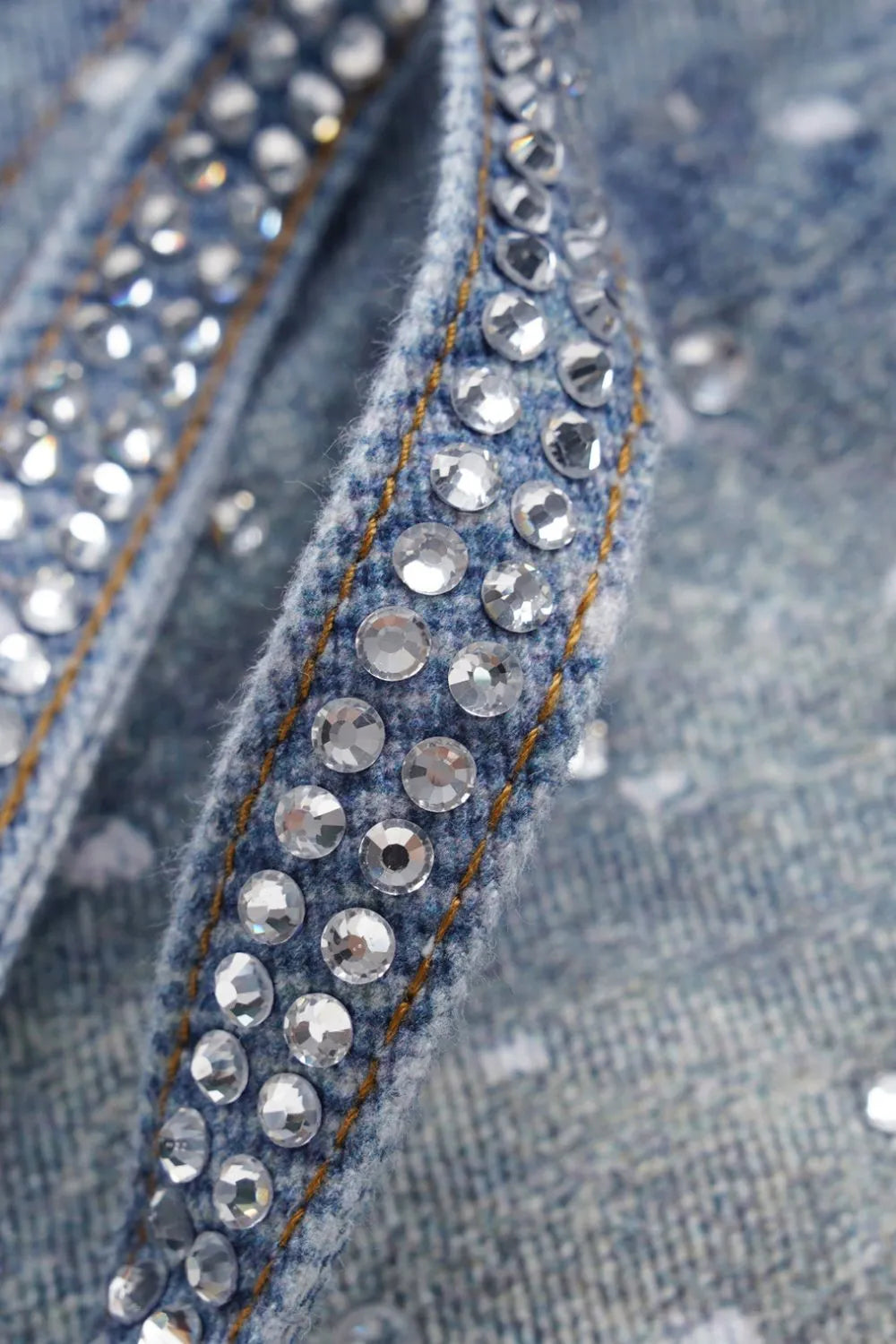Men's Washed Rhinestone Jeans with Rhinestone Belt Medium / M 