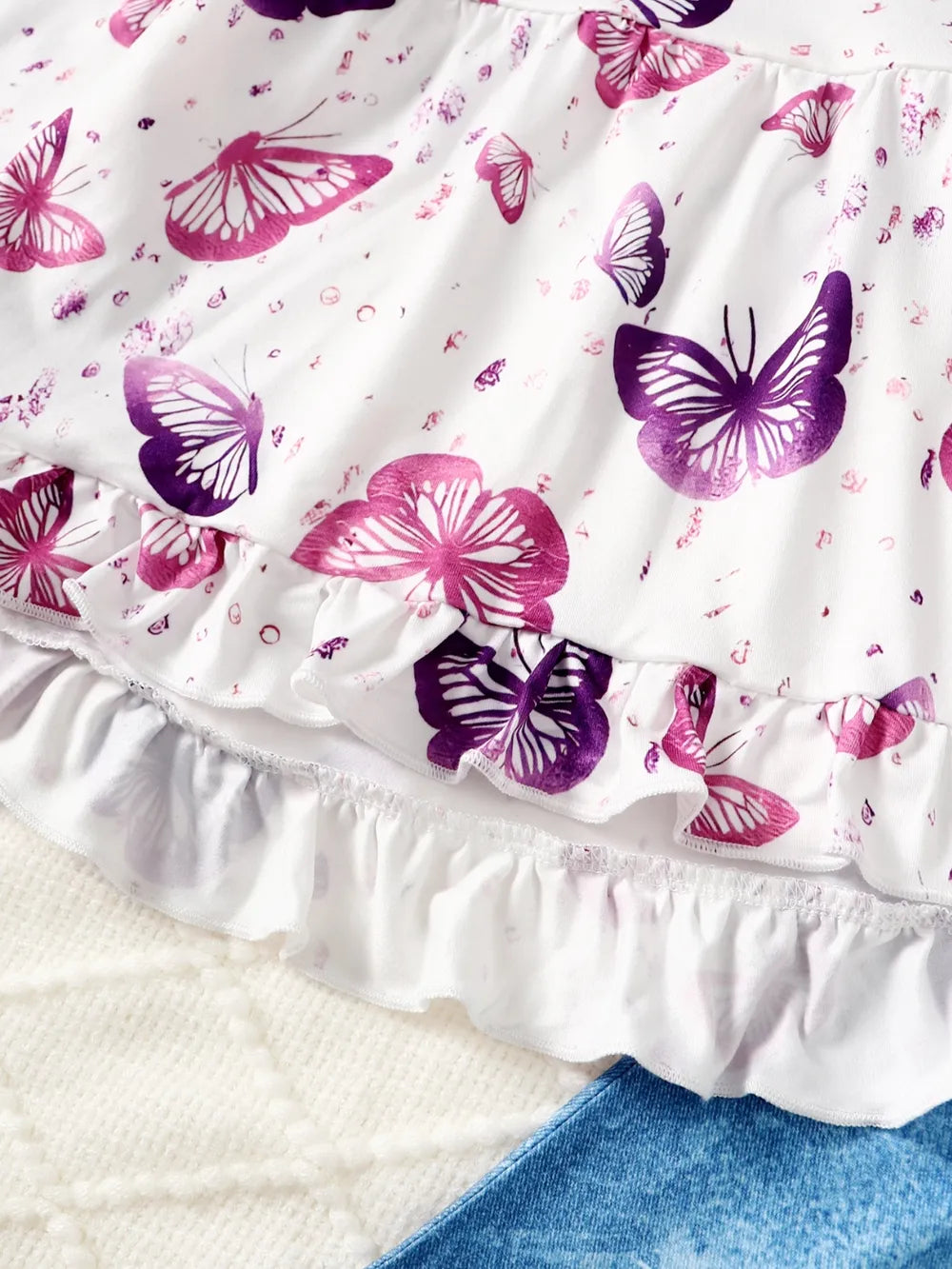 Children's Butterfly Print Top and Flare Pants Set White / 4Y 