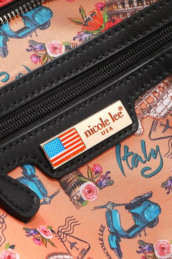Nicole Lee USA Martha Travels Italy Multi Pocket Shoulder Bag MARTHA TRAVELS ITALY / OS 