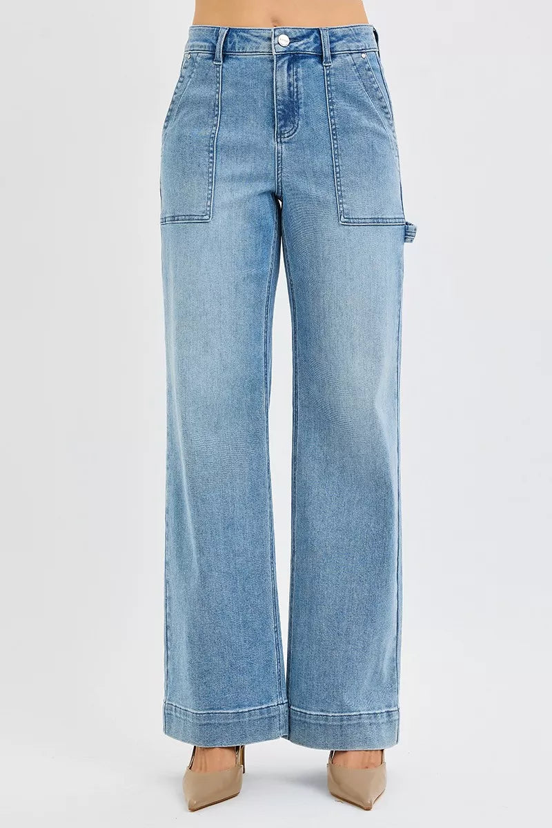 RISEN Full Size High Rise Straight Leg Jeans with Front Pockets Plus Size MEDIUM / 0 