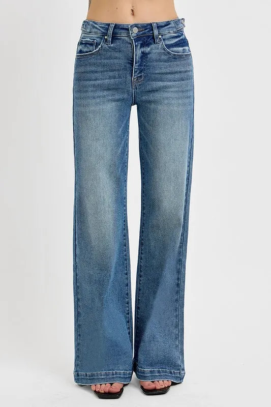 RISEN Full Size Tummy Control High Rise Wide Adjustable Waist Band Jeans Plus Size Medium / 0 