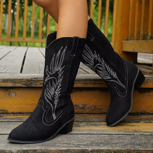 Point Toe Block Heels Boots Dusty Blue / 36 