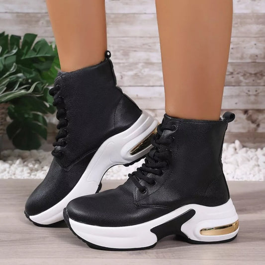Lace Up Platform Ankle Boots Green / 35 