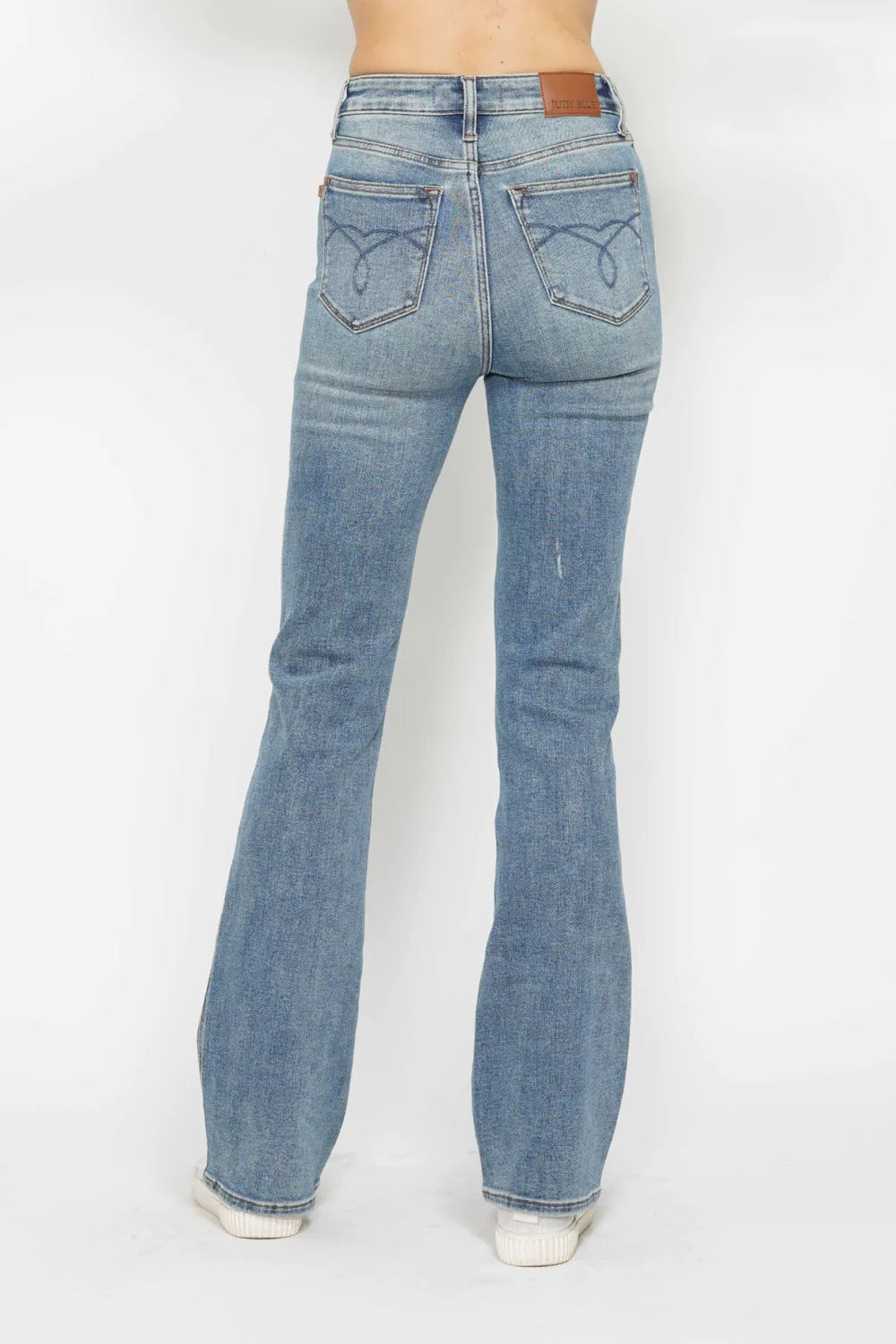 Judy Blue Full Size Tummy Control Back Embroidered Pocketed Bootcut Jeans Plus Size SHORT INSEAM / 0/24 
