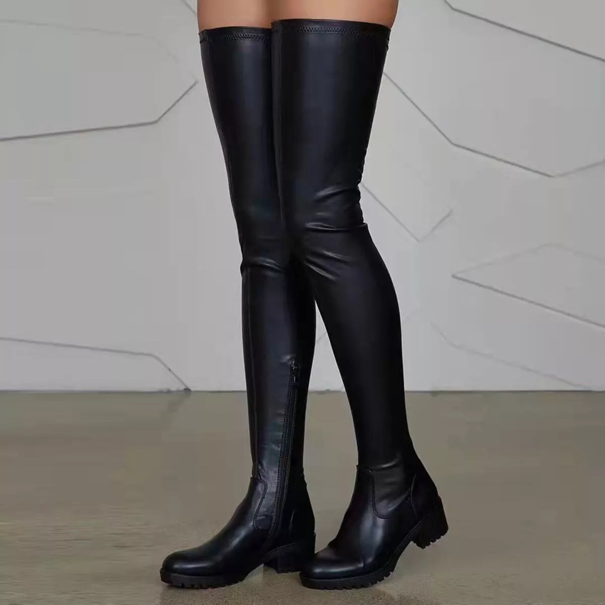 Over-the-Knee Block Heels Boots Red / 35 