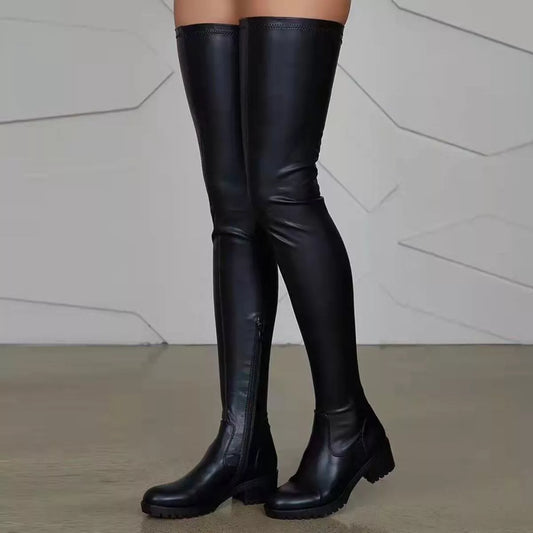 Over-the-Knee Block Heels Boots Red / 35 