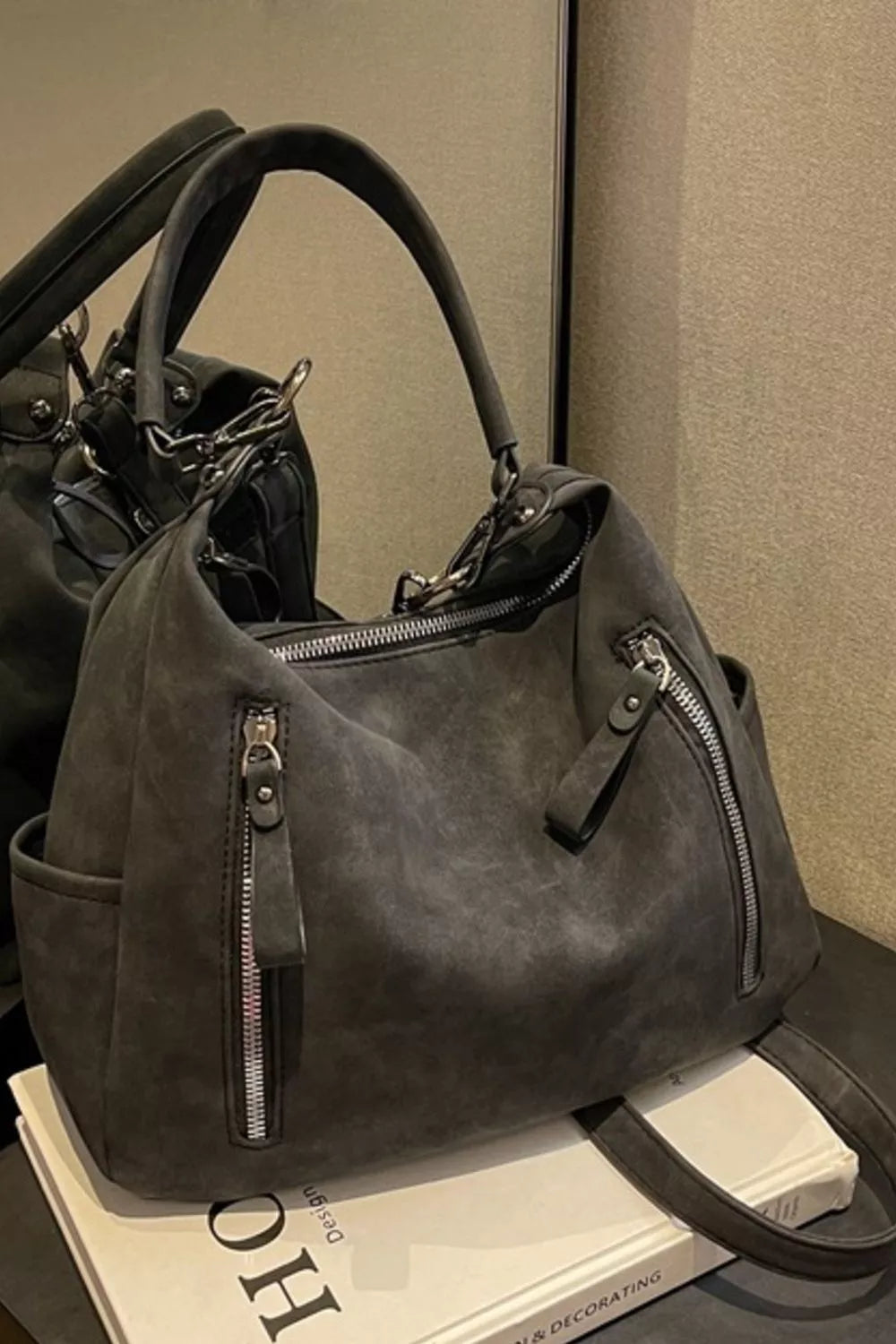 Zipper Details Adjustable Strap Crossbody Bag Khaki / One Size 
