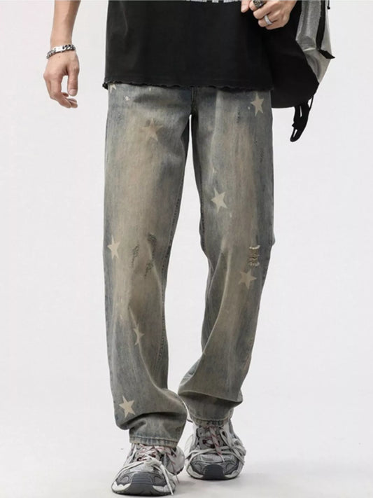 Men's Star Wide Leg Jeans Vintage Color / 28 