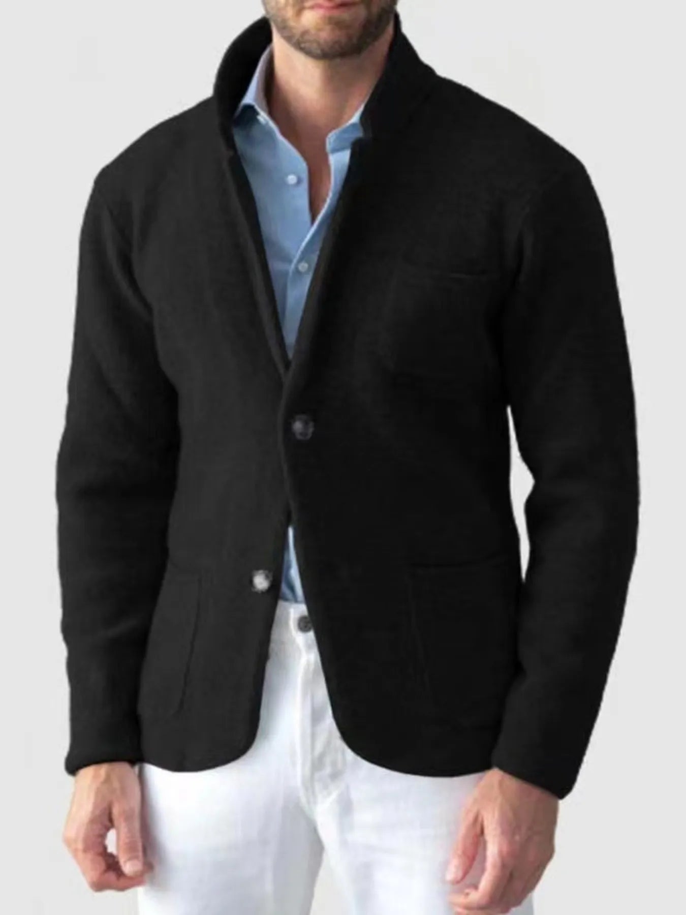 Men's Plus Size Stand Collar Long Sleeve Blazer Black / M 