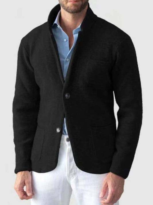 Men's Plus Size Stand Collar Long Sleeve Blazer Black / M 