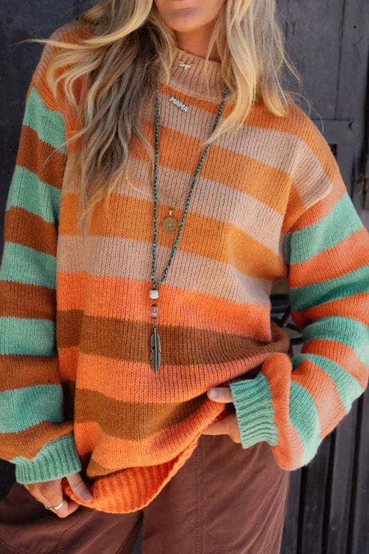 Striped Rainbow Long Sleeve Sweater Multicolor / S 