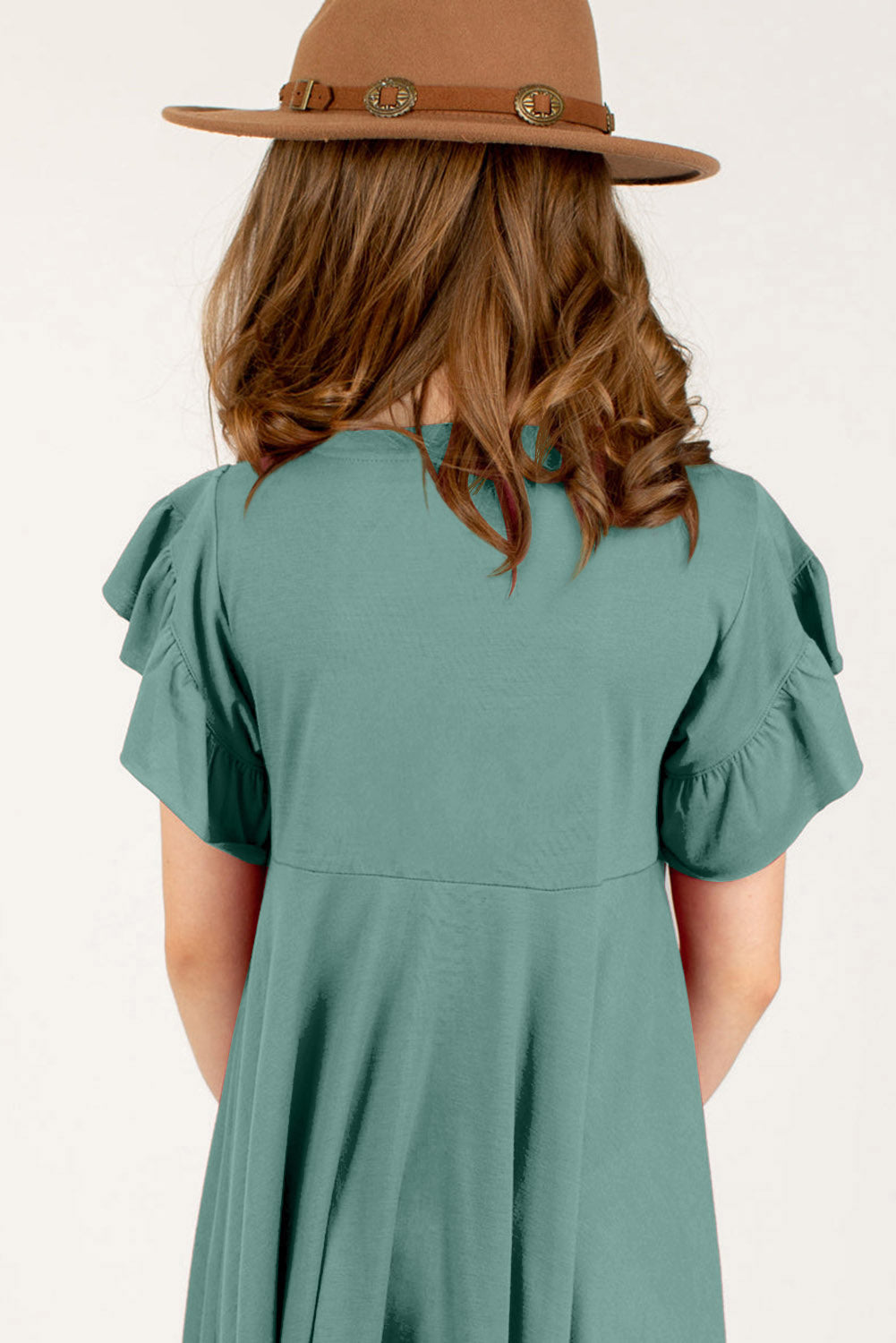 Round Neck Petal Sleeve Dress Lavender / S 