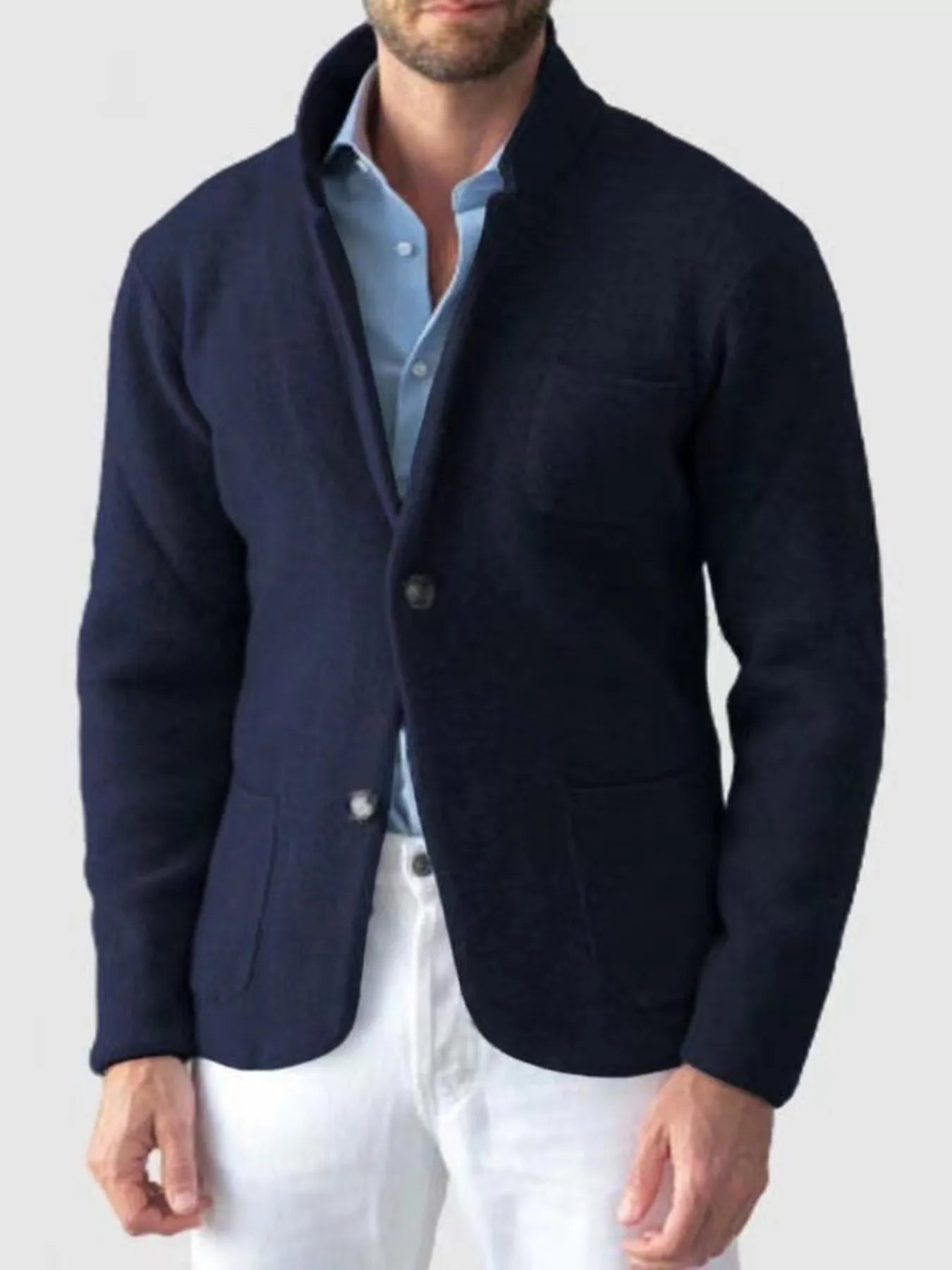 Men's Plus Size Stand Collar Long Sleeve Blazer Black / M 