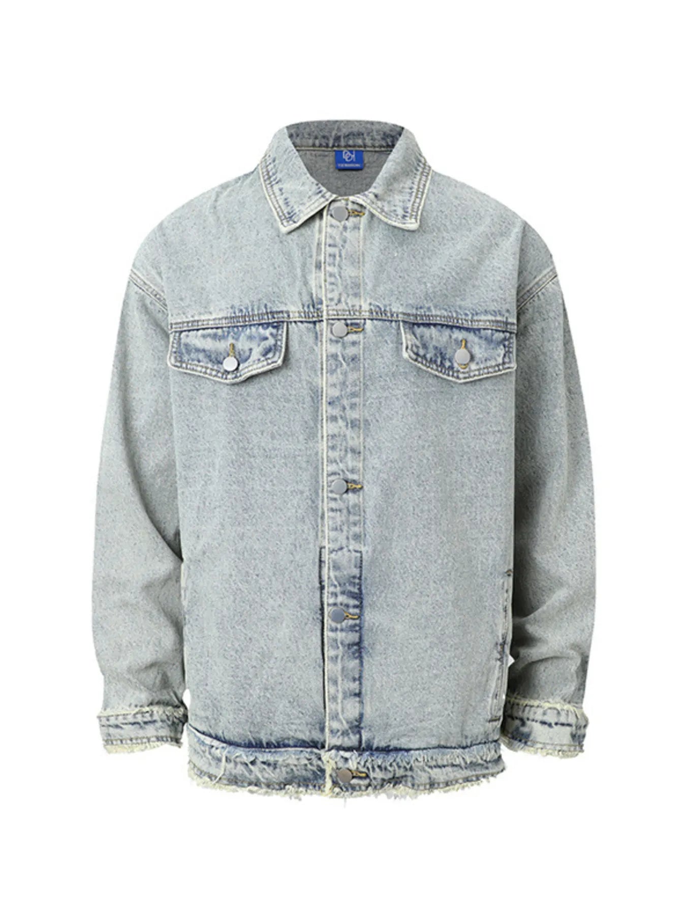 Men's Raw Hem Long Sleeve Denim Jacket Nostalgic Black / S 