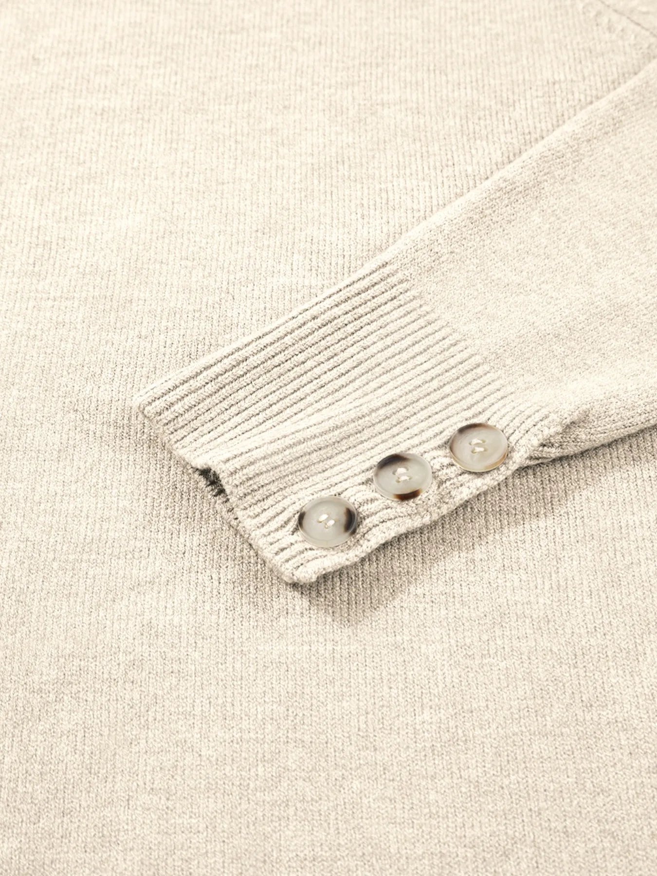 Crew Neck Long Sleeve Sweater Khaki / S 