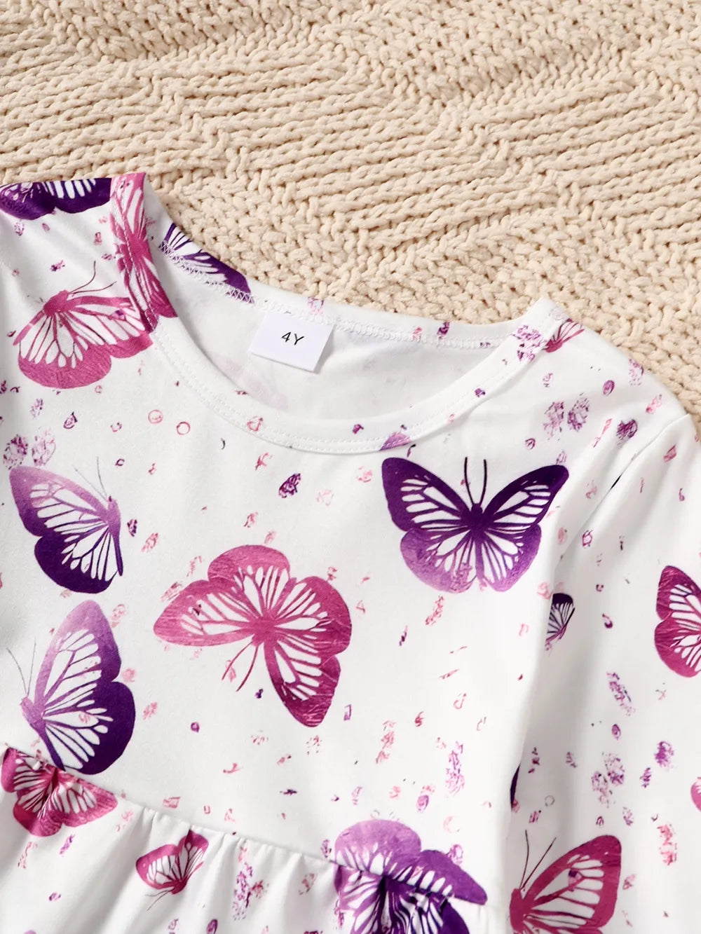 Children's Butterfly Print Top and Flare Pants Set White / 4Y 