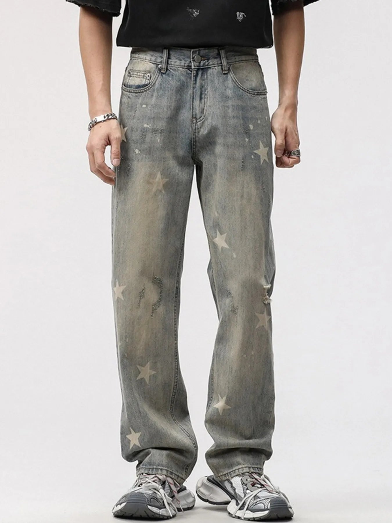 Men's Star Wide Leg Jeans Vintage Color / 28 