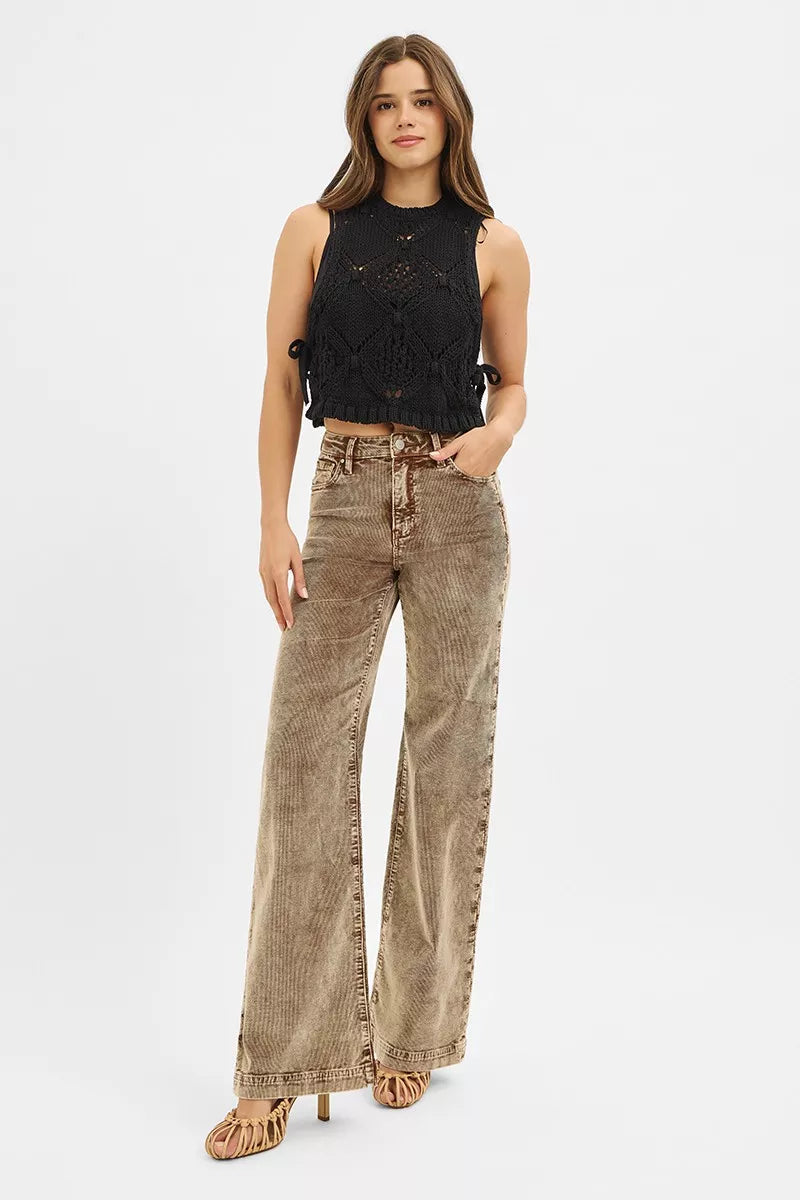 RISEN High Rise Wide Leg Corduroy Jeans MOCHA / 0 