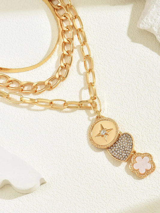 Stainless Steel Layered Necklace Gold / One Size 