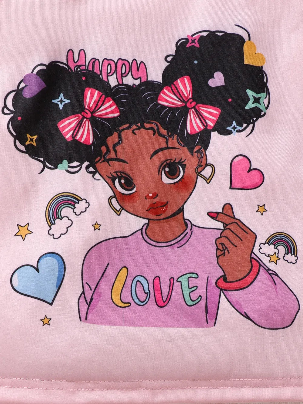 Children's Cartoon Graphic Top and Pants Set Blush Pink / 4Y 