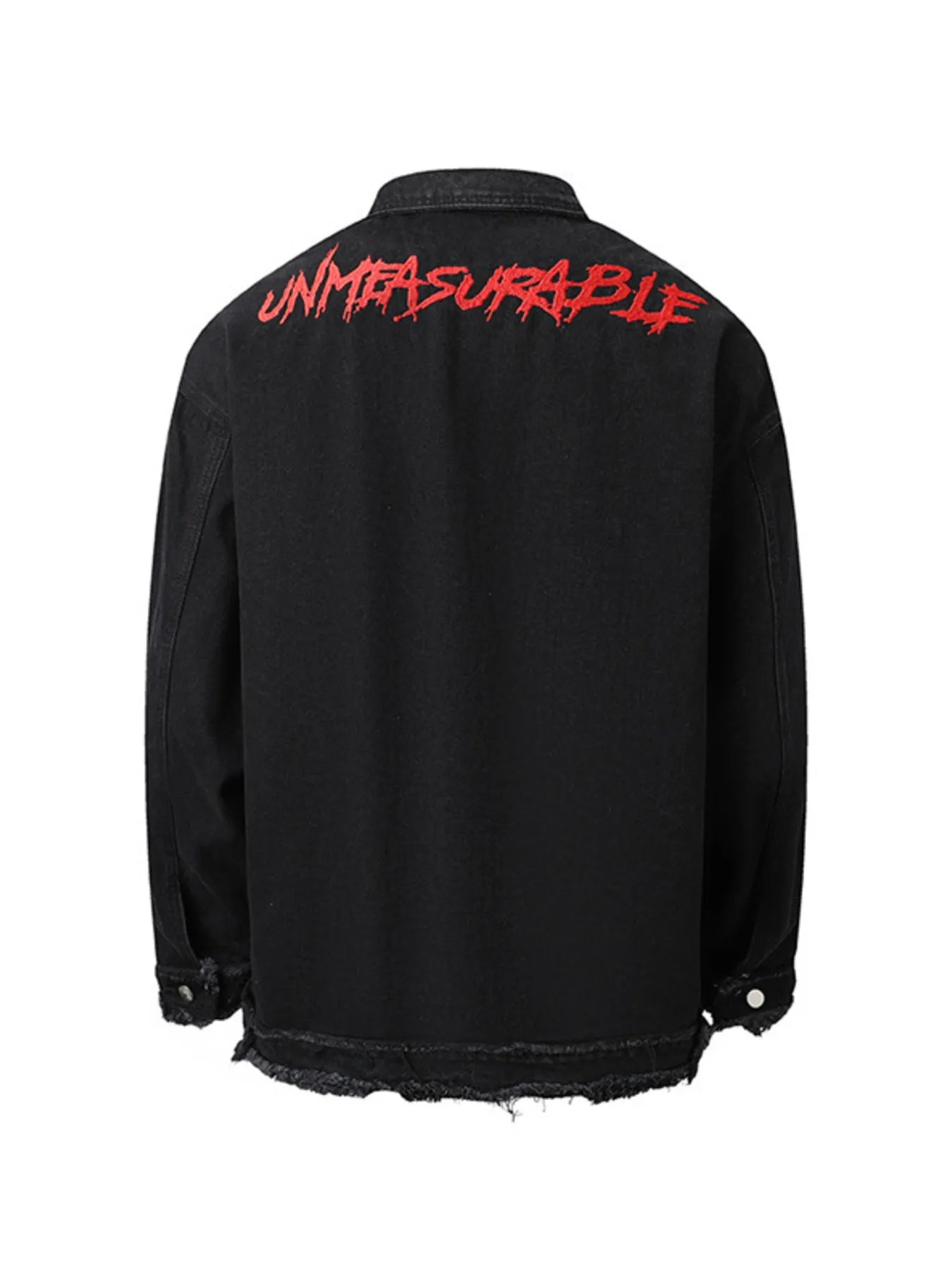Men's Raw Hem Long Sleeve Denim Jacket Nostalgic Black / S 