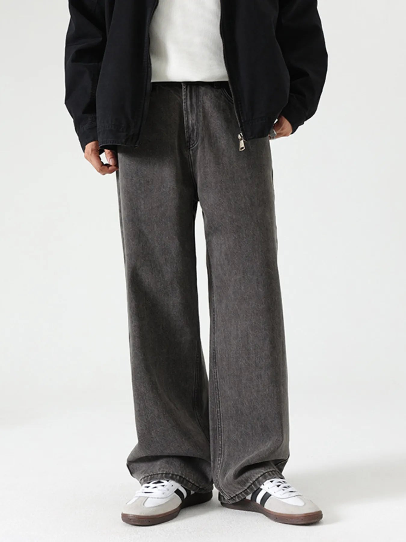 Men's Washed Wide Leg Jeans Mercury Gray / 28 