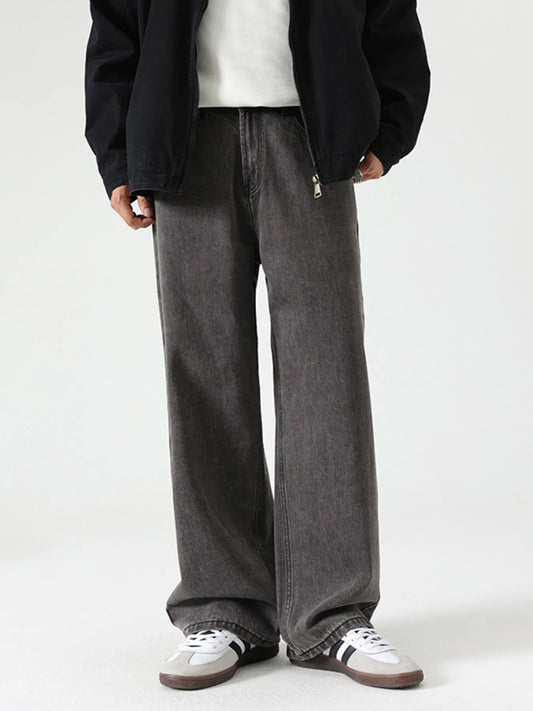 Men's Washed Wide Leg Jeans Mercury Gray / 28 