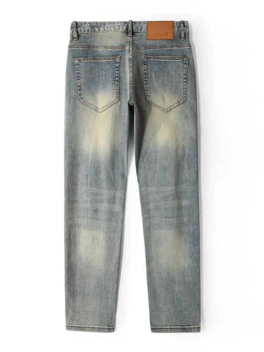 Men's Distressed Slim Fit Jeans Vintage Yellow / 28 