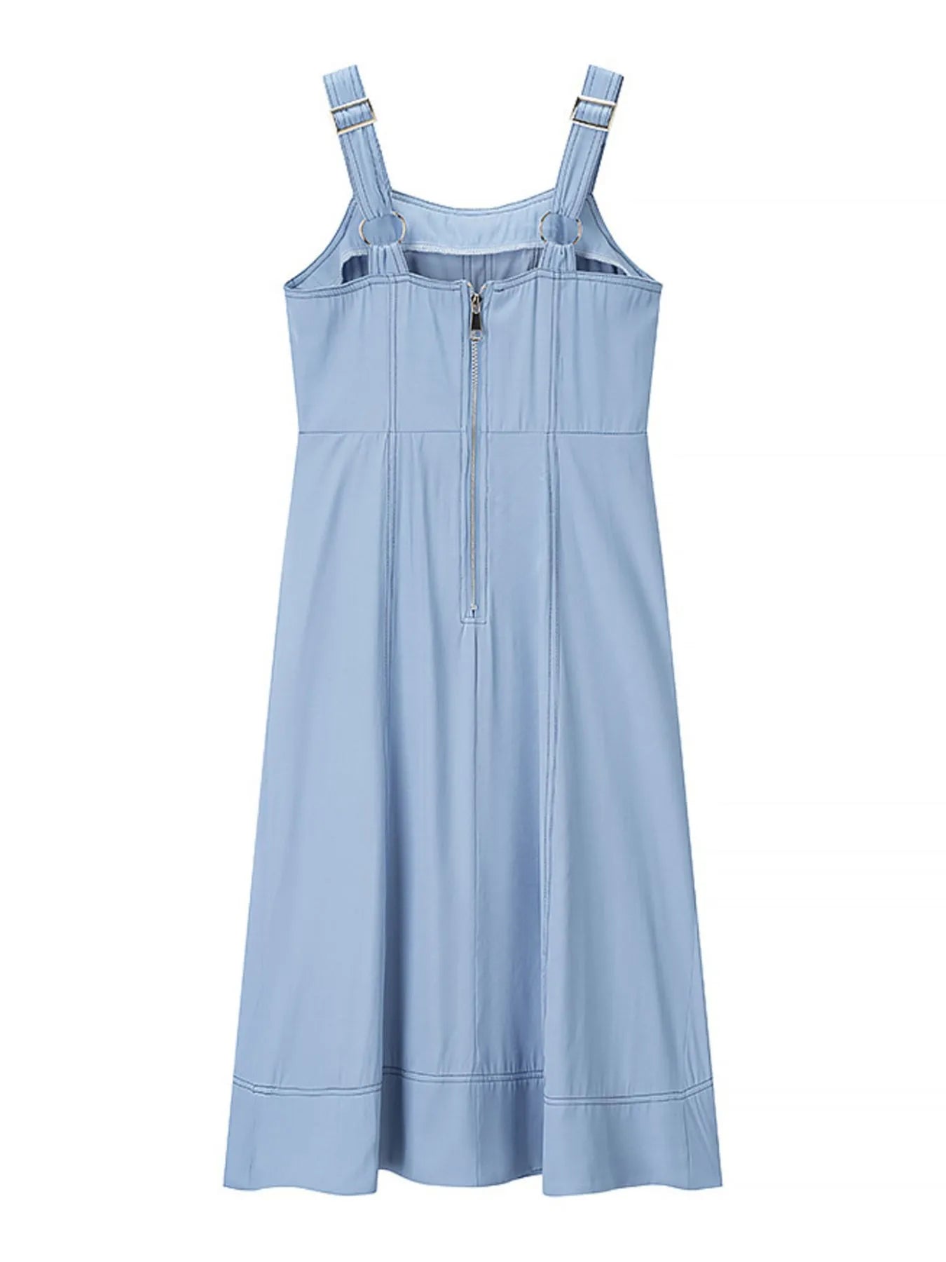 Wide Strap Sweetheart Neck Denim Dress Light Blue / S 