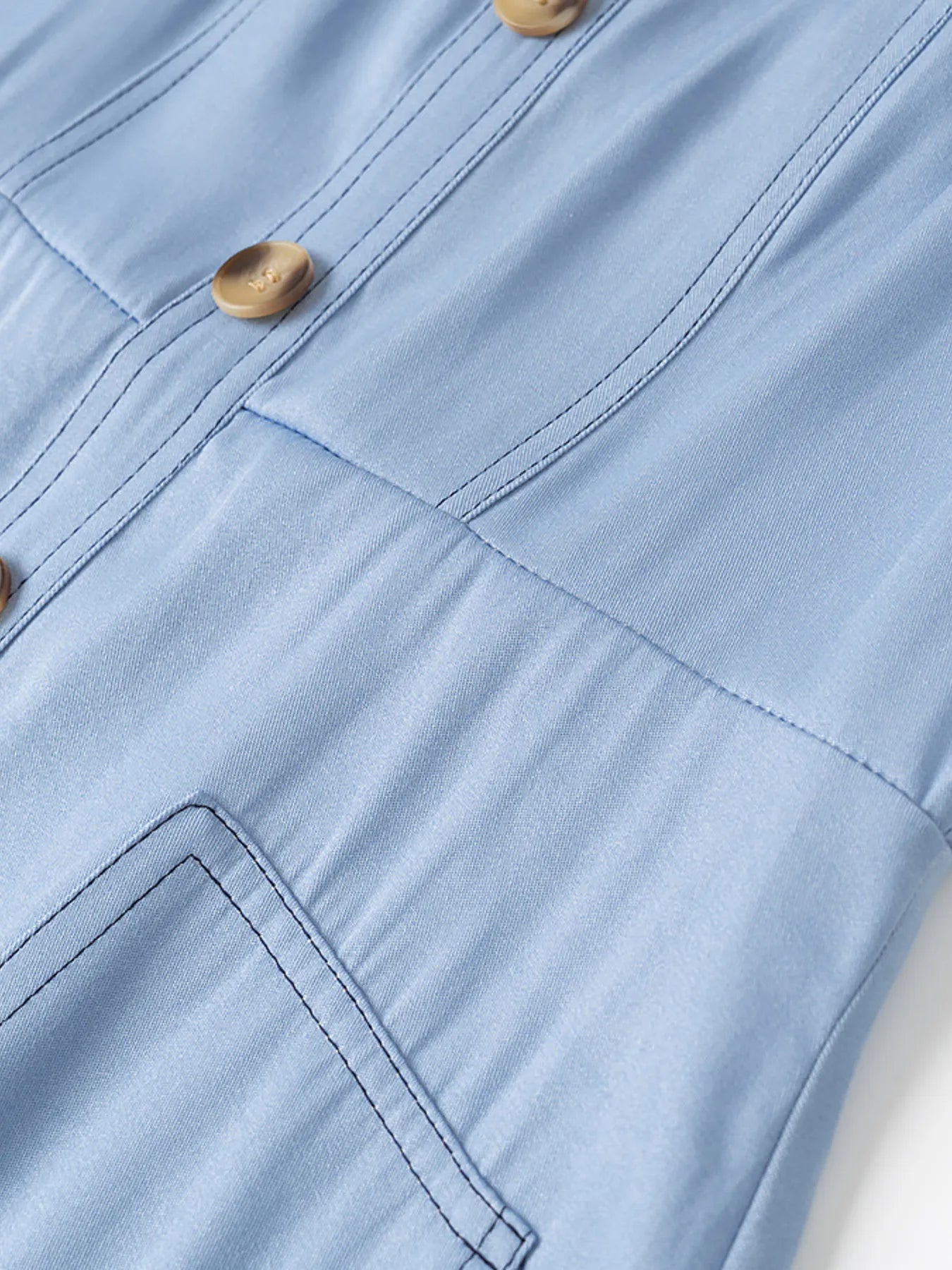 Wide Strap Sweetheart Neck Denim Dress Light Blue / S 