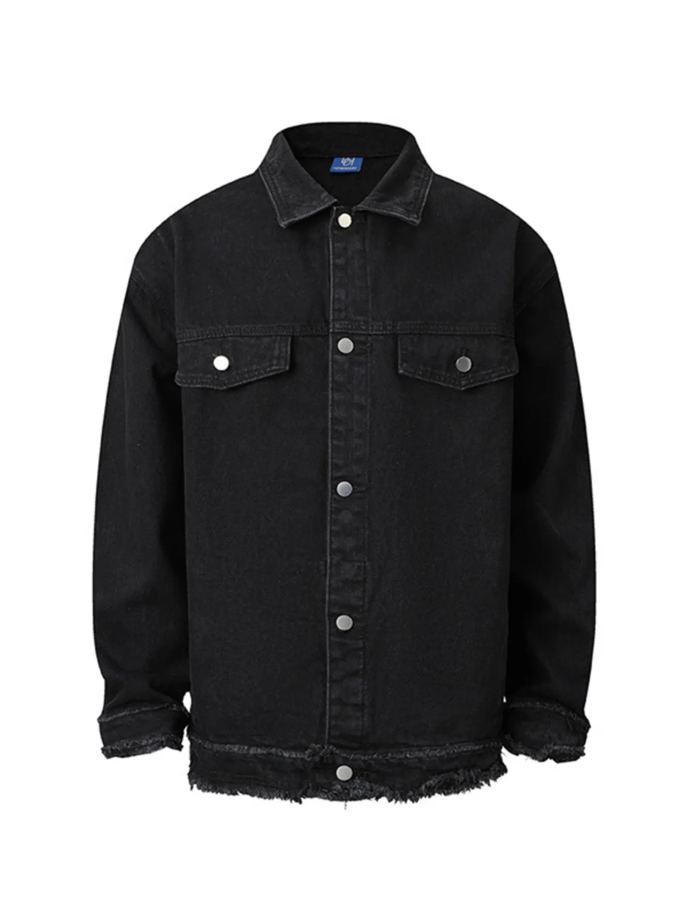 Men's Raw Hem Long Sleeve Denim Jacket Nostalgic Black / S 