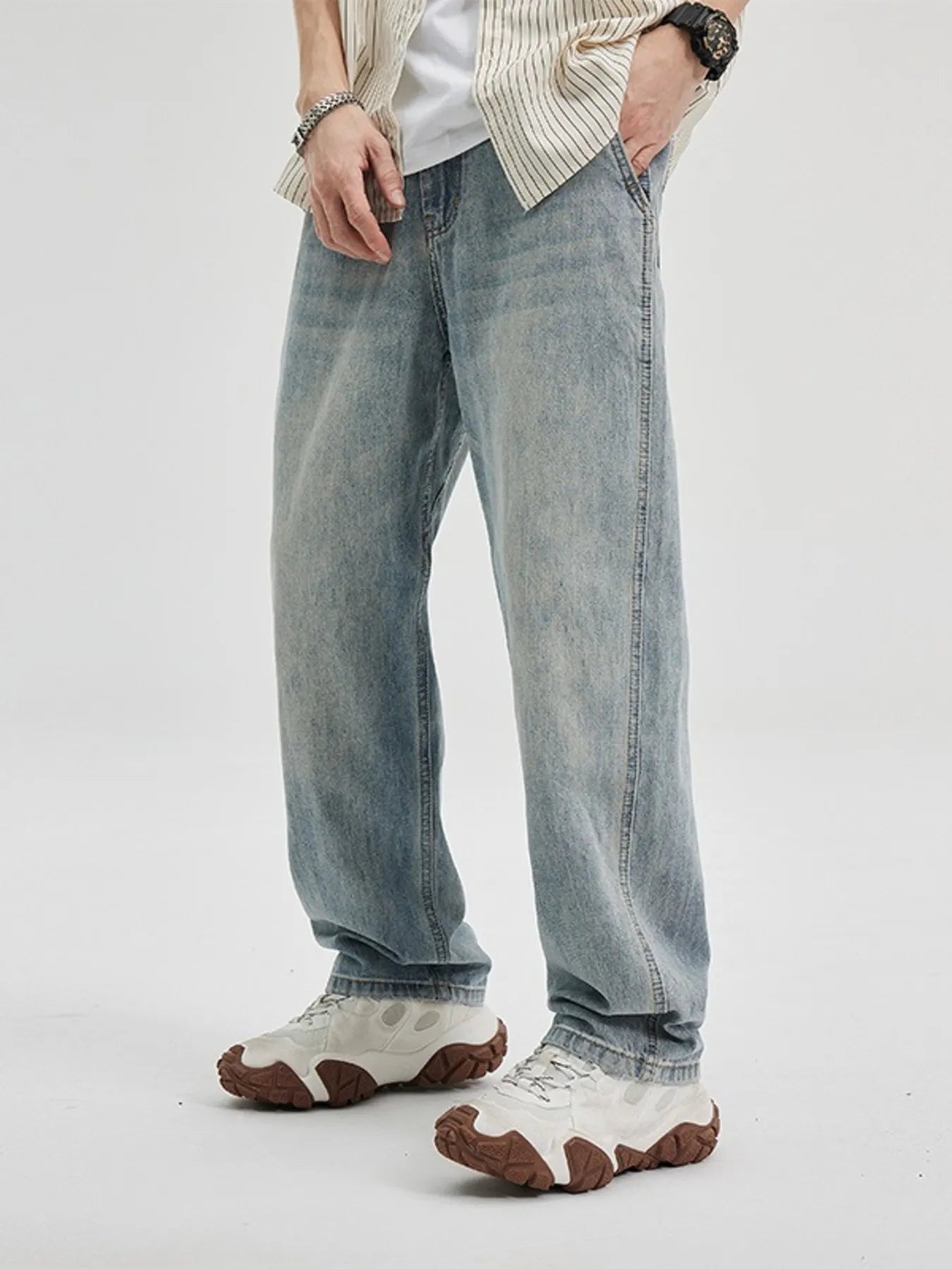 Men's Wide Leg Jeans Light Blue / 28 