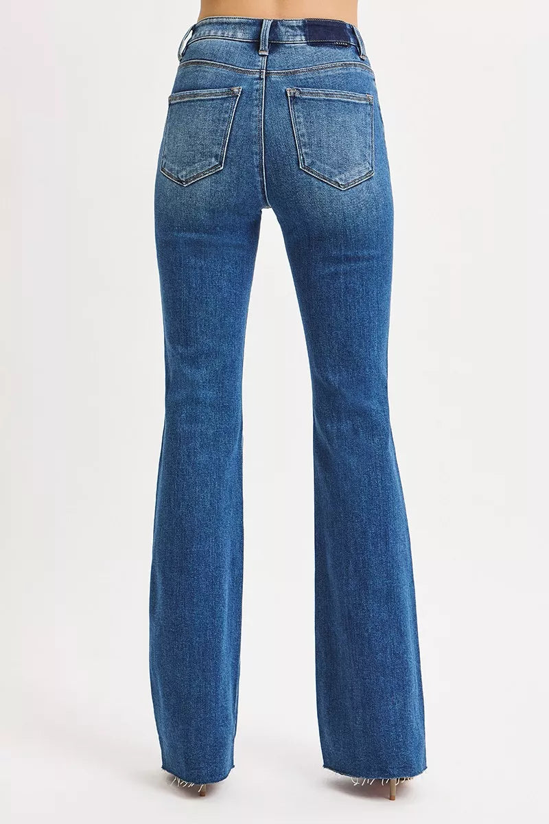 RISEN High Rise Flare Jeans DARK / 0 