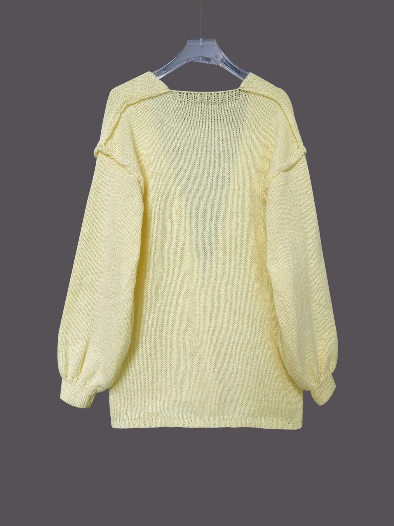 Open Front Long Sleeve Cardigan Yellow / S 