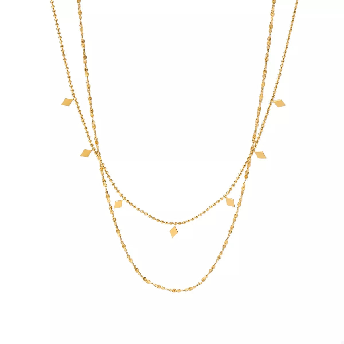 18K Gold-Plated Double Layered Necklace Gold / One Size 