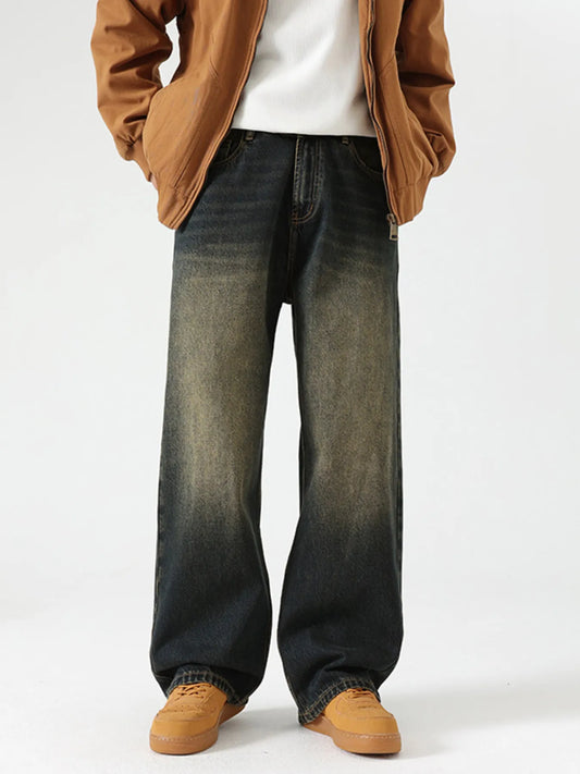 Men's Wide Leg Baggy Jeans Dark Blue / 28 