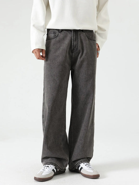Men's Washed Wide Leg Jeans Mercury Gray / 28 