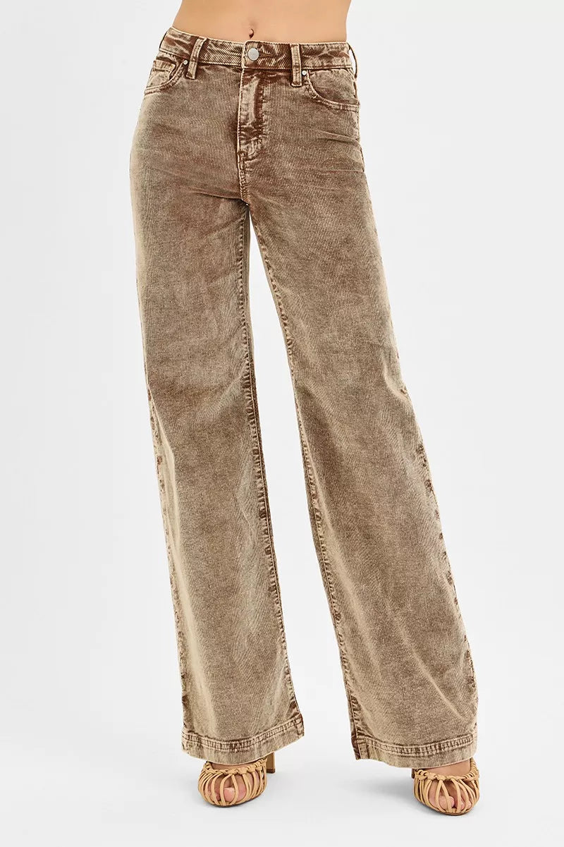 RISEN High Rise Wide Leg Corduroy Jeans MOCHA / 0 