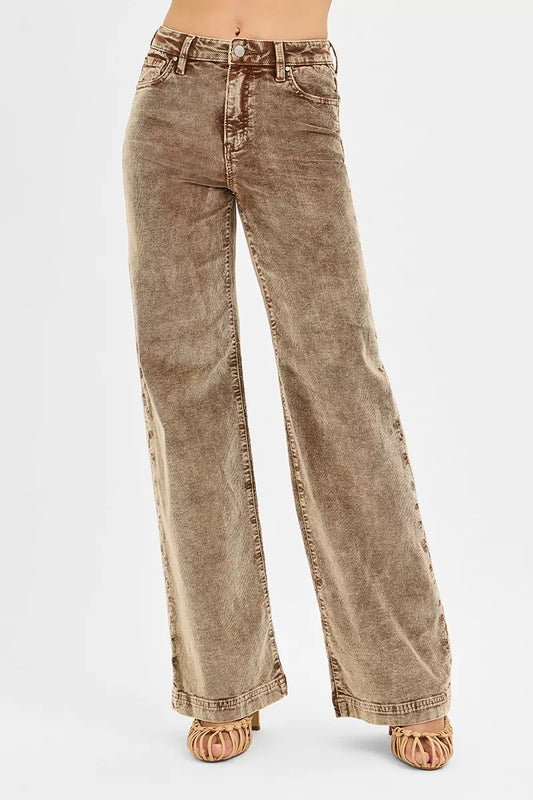 RISEN High Rise Wide Leg Corduroy Jeans MOCHA / 0 