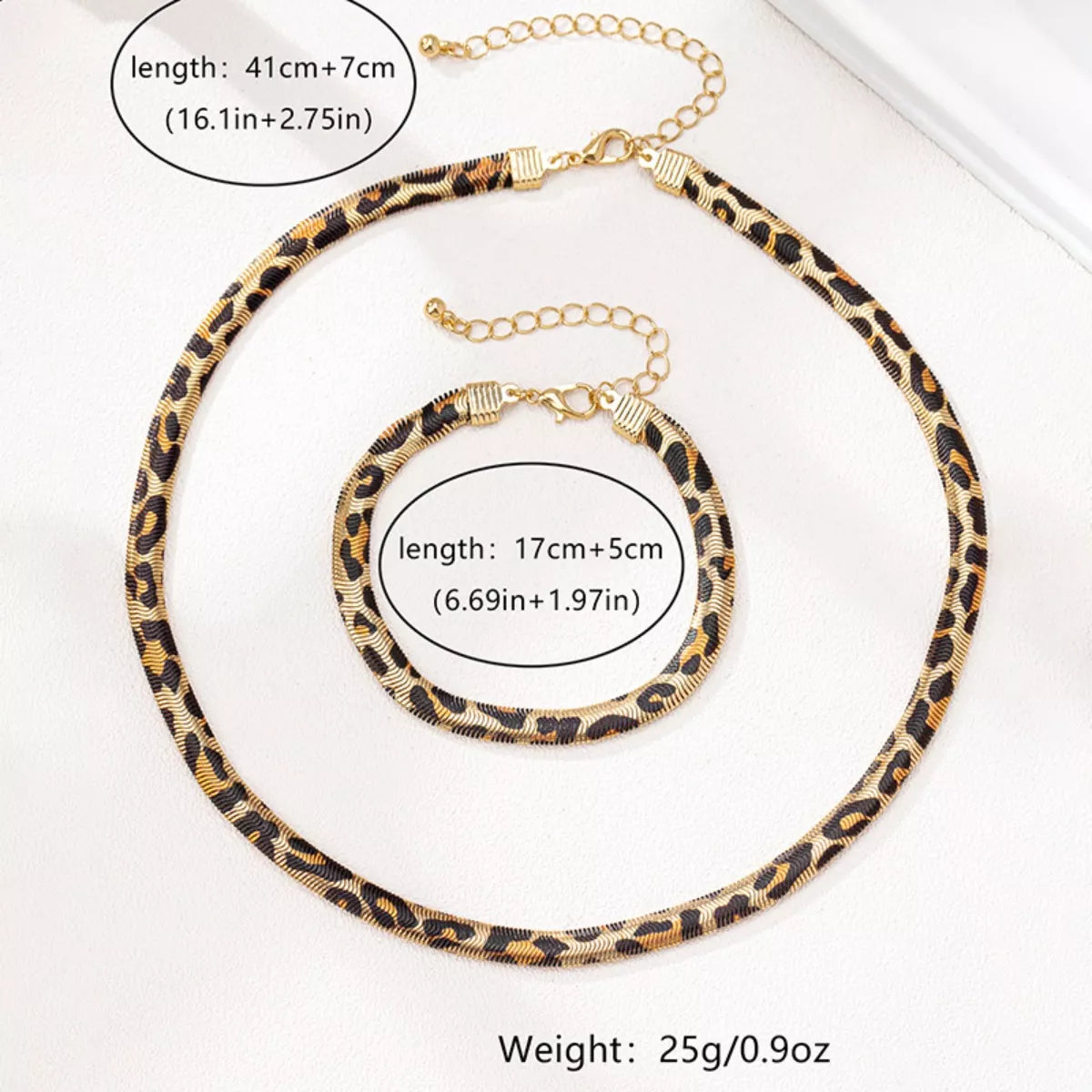 Chunky Leopard Necklace and Bracelet Jewelry Set Leopard / One Size 