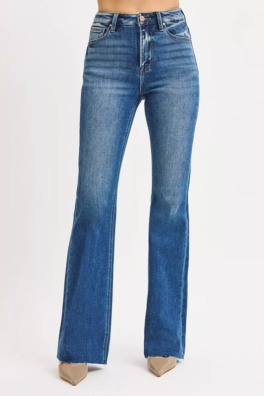 RISEN High Rise Flare Jeans DARK / 0 